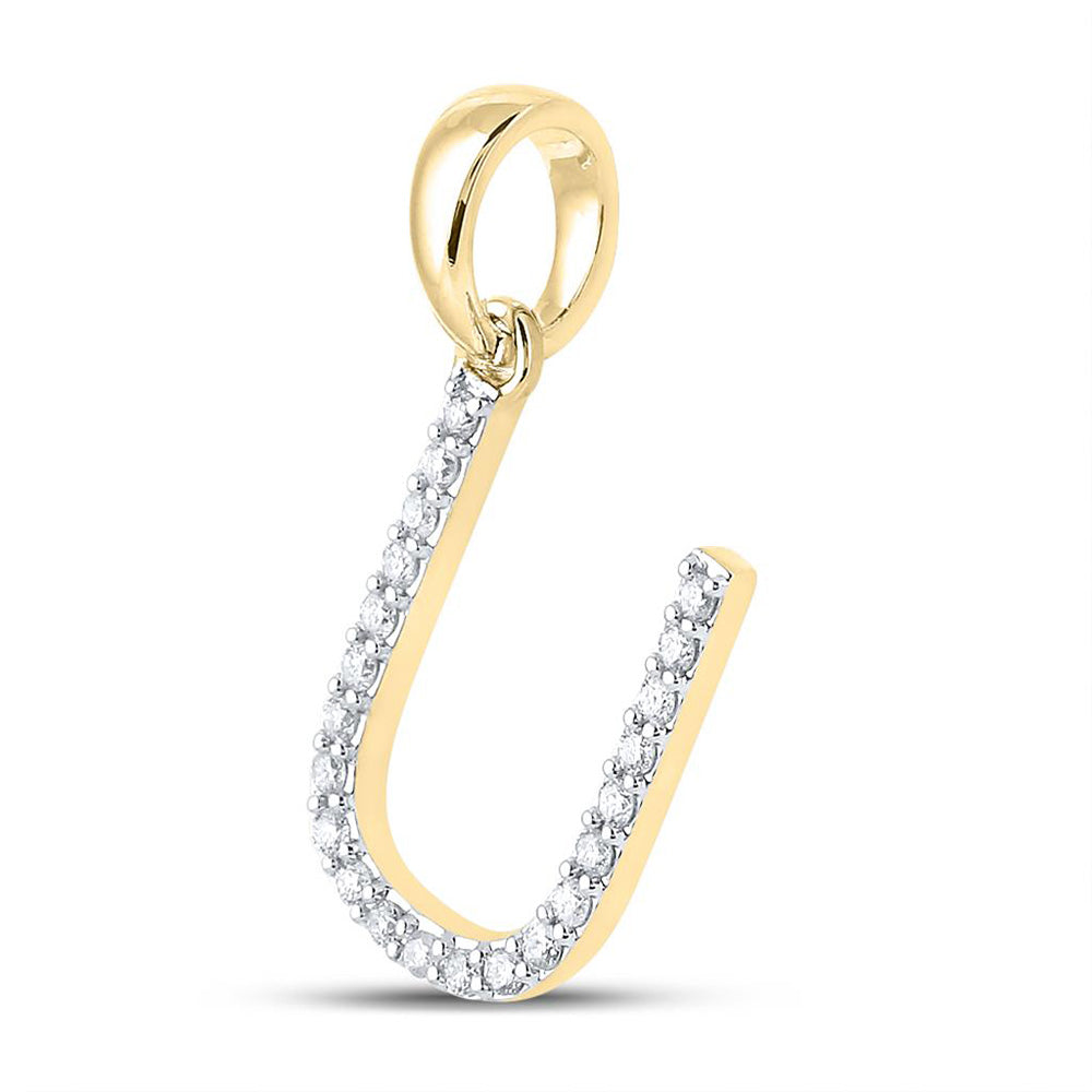 10K White Or Yellow Gold Womens Round Diamond U Initial Letter Pendant