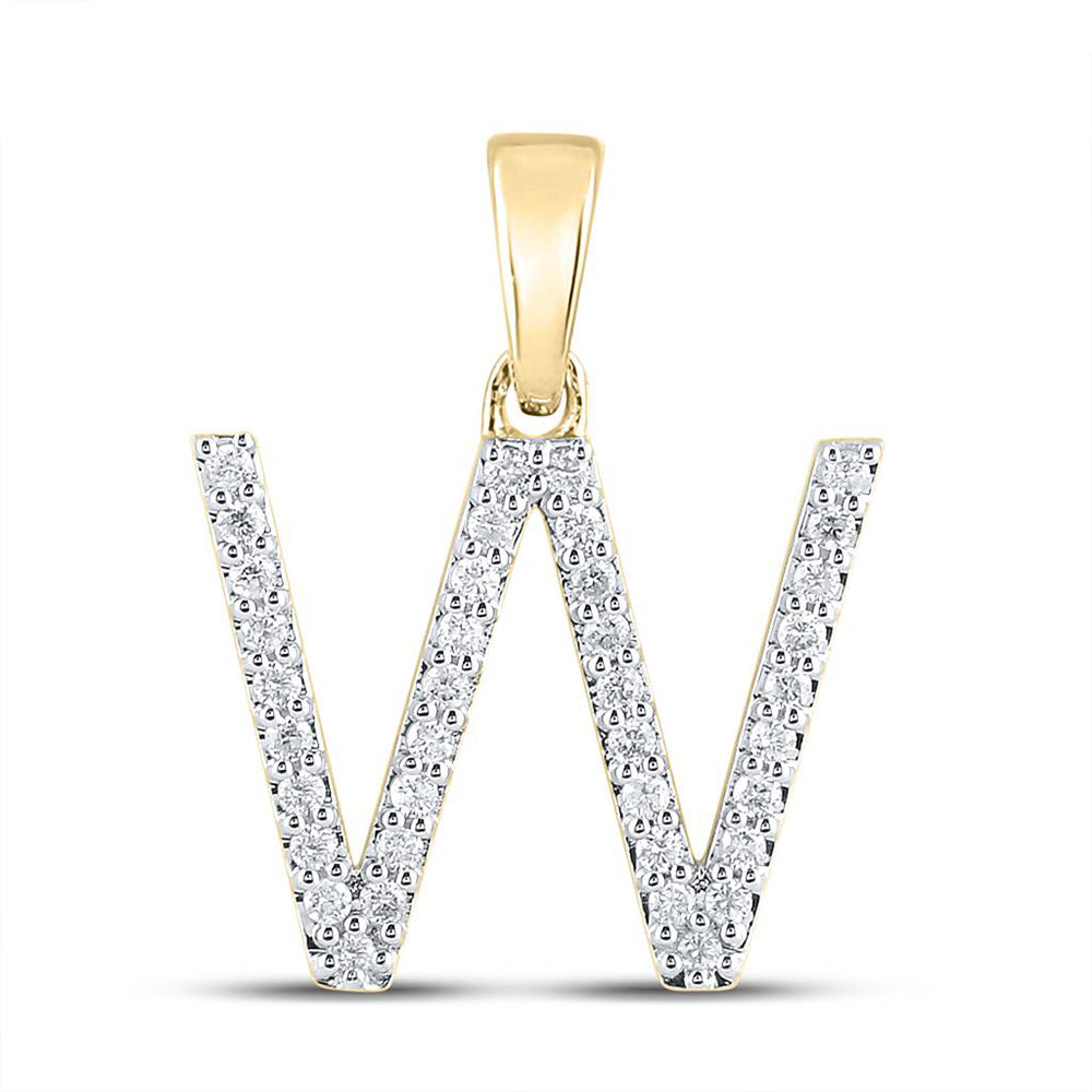 10K White Or Yellow Gold Womens Round Diamond W Initial Letter Pendant