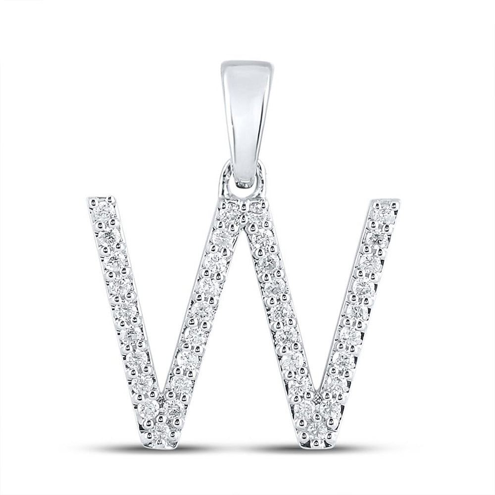 10K White Or Yellow Gold Womens Round Diamond W Initial Letter Pendant