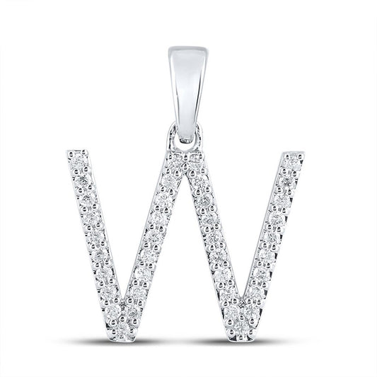 10K White Or Yellow Gold Womens Round Diamond W Initial Letter Pendant
