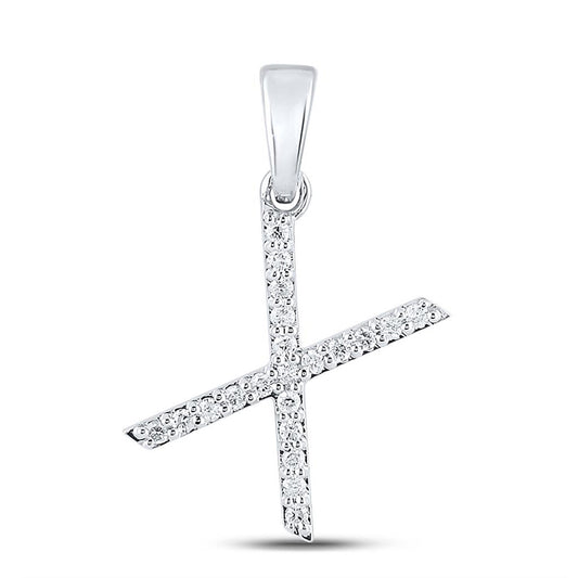 10K White Or Yellow Gold Womens Round Diamond X Letter Pendant