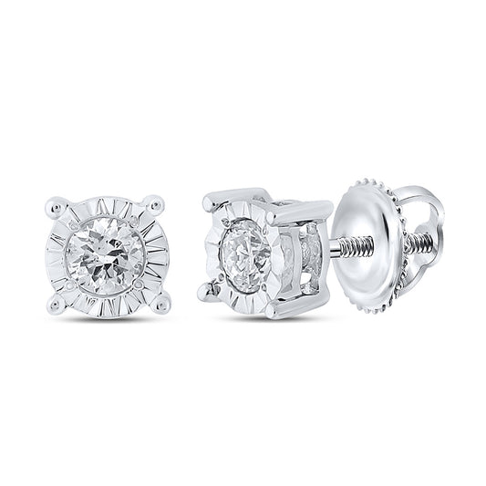 10K White Or Yellow Gold Round Diamond Stud Earrings