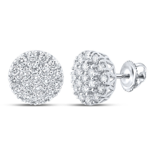10K White Or Yellow Gold Round Diamond Cluster Earrings