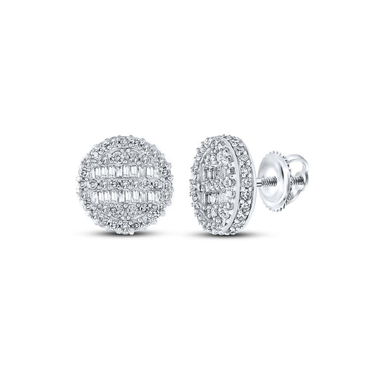 10K White Or Yellow Gold Baguette Diamond Circle Earrings