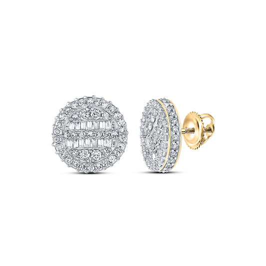10K Yellow Gold Baguette Diamond Circle Earrings 1 Cttw