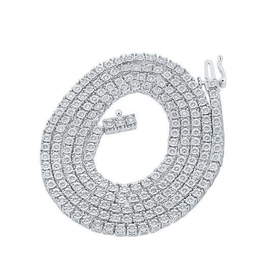 10K White Or Yellow Gold Mens Round Diamond 22-inch Chain Necklace