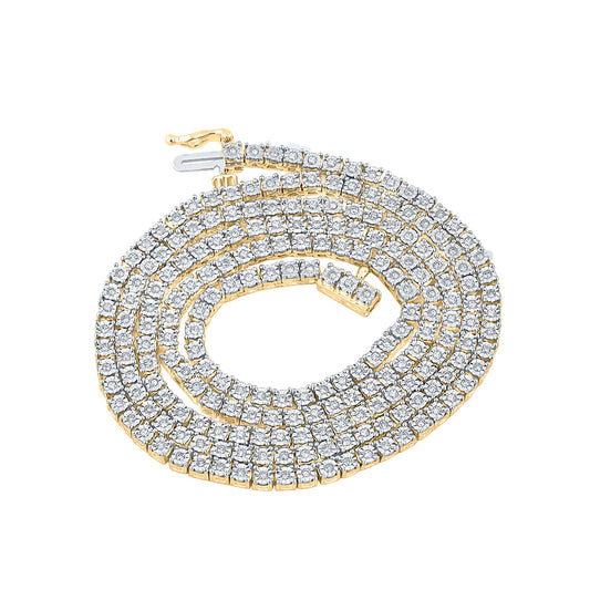 10K White Or Yellow Gold Mens Round Diamond 24-inch Chain Necklace