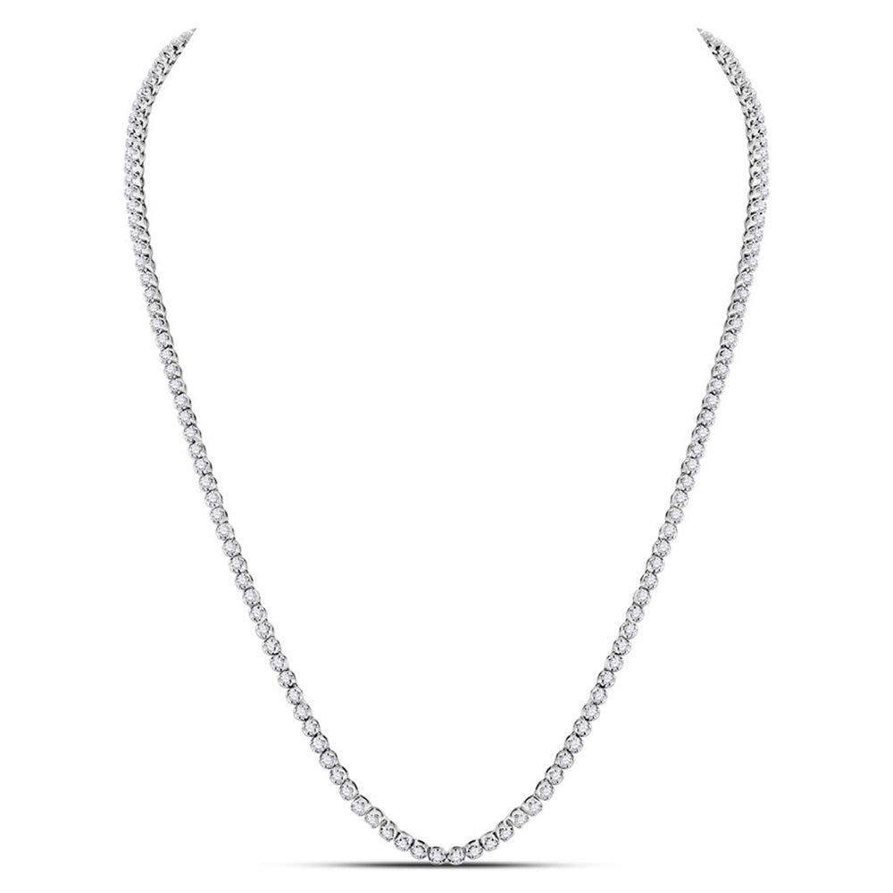 10K White Gold Mens Round Diamond 22-inch Tennis Chain Necklace 10 Cttw, Length: 22.01 In, Width: 0.1 In