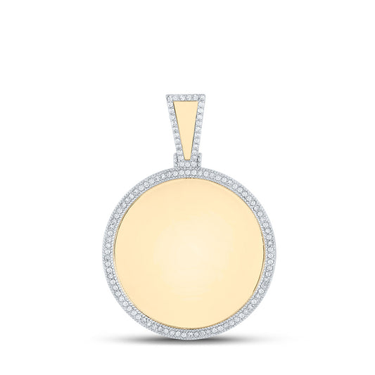 10K Yellow Gold Mens Round Diamond Memory Circle Charm Pendant 1/2 Cttw, Length: 1.75 In, Width: 1.15 In