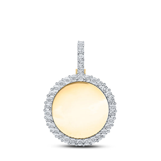 10K Yellow Gold Mens Round Diamond Memory Circle Charm Pendant 5/8 Cttw, Length: 1.79 In