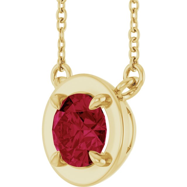 14K Yellow Gold Round 6 Mm 18 In Polished Lab-Grown Gem Necklace