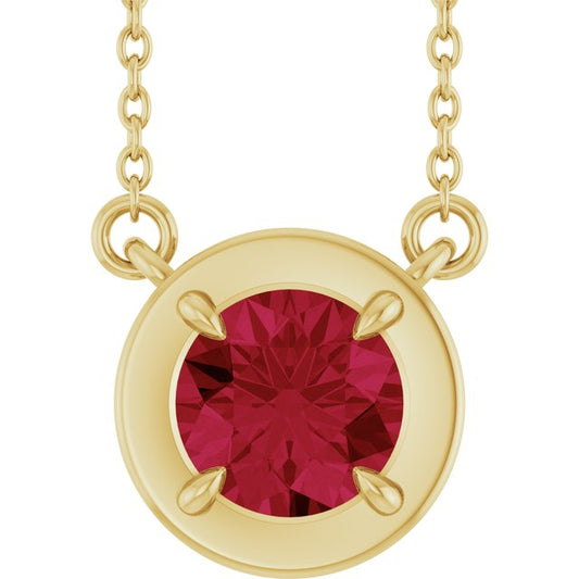 14K Yellow Gold Round 6 Mm 18 In Polished Lab-Grown Gem Necklace