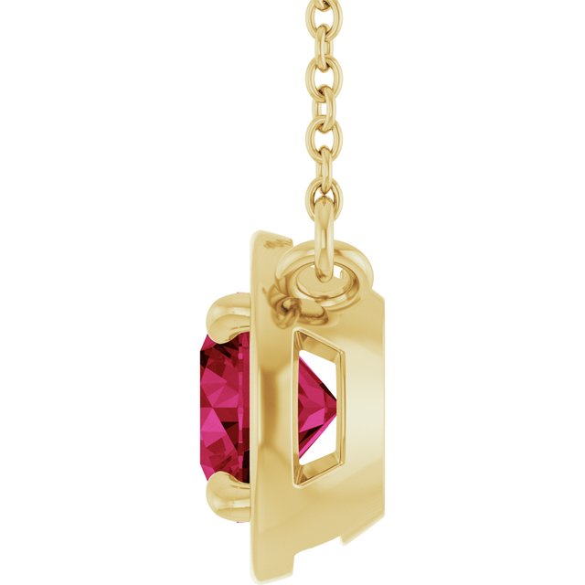 14K Yellow Gold Round 6 Mm 18 In Polished Lab-Grown Gem Necklace