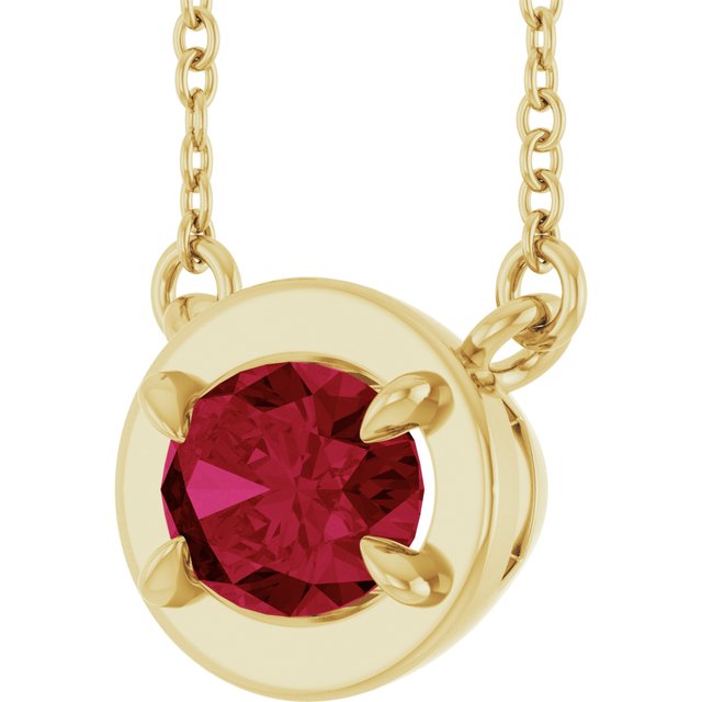14K Yellow Gold Oval 7 X 5 Mm 18 In Polished Lab-Grown Gem Necklace