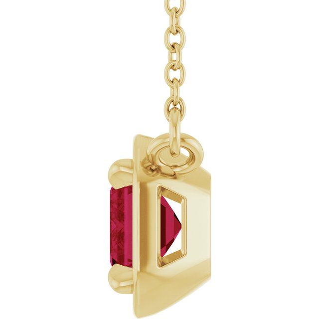 14K Yellow Gold Emerald 7 X 5 Mm 18 In Polished Lab-Grown Gem Necklace