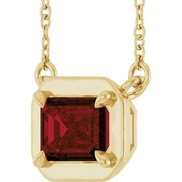 14K Yellow Gold Emerald 7 X 5 Mm 18 In Polished Natural Gem Necklace