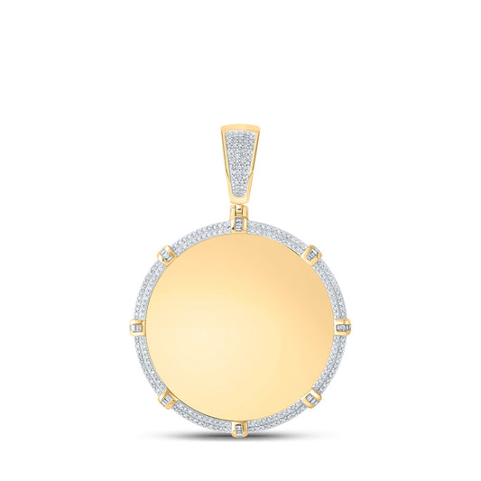 10K Yellow Gold Mens Round Diamond Memory Circle Charm Pendant 3/4 Cttw, Length: 2.24 In, Width: 1.67 In