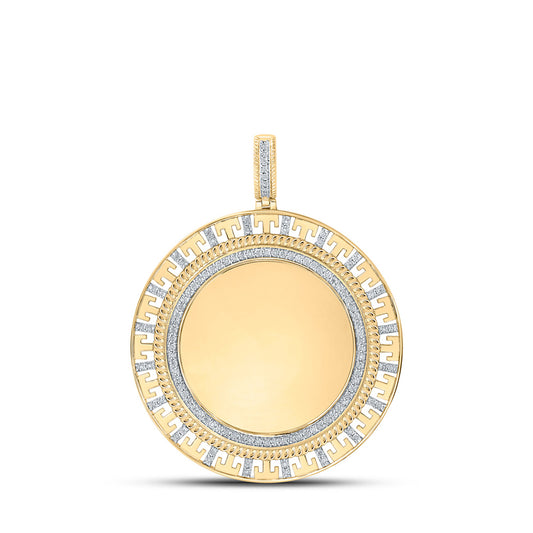 10K Yellow Gold Mens Round Diamond Memory Circle Charm Pendant 3/8 Cttw