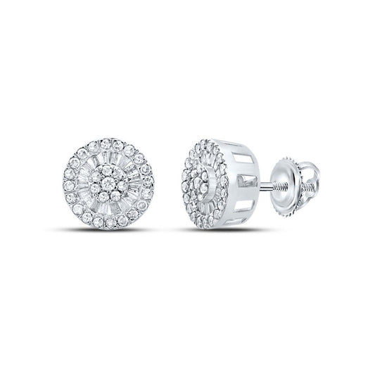 10K White Or Yellow Gold Womens Round Diamond Cluster Earrings