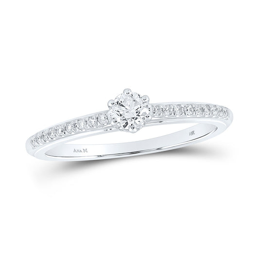 14K White Gold Round Diamond Solitaire Bridal Wedding Engagement Ring 1/3 Cttw, Womens Size: 5-10
