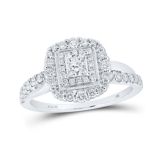 14K White Gold Princess Diamond Halo Bridal Wedding Engagement Ring 3/4 Cttw, Womens Size: 5-10