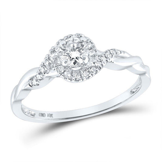 10K White Gold Round Diamond Solitaire Bridal Wedding Engagement Ring 1/3 Cttw, Womens Size: 5-10