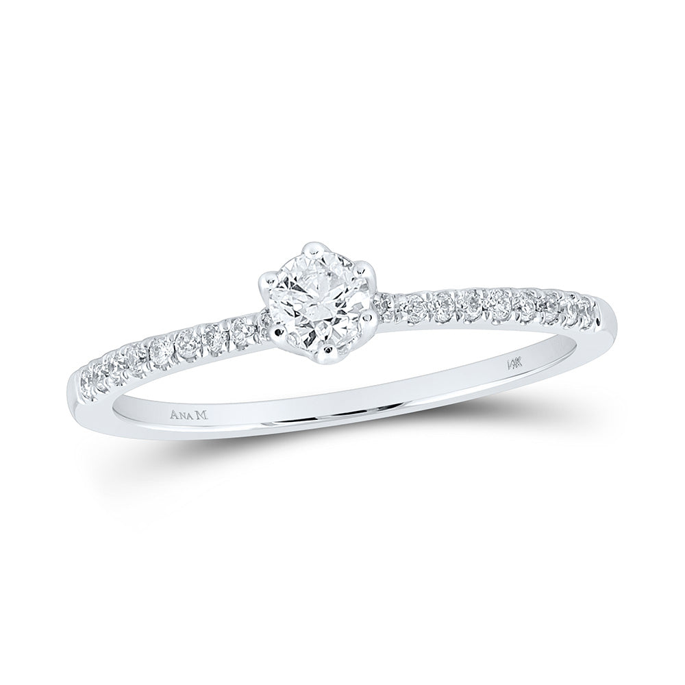 14K White Gold Round Diamond Solitaire Bridal Wedding Engagement Ring 1/3 Cttw, Womens Size: 5-10