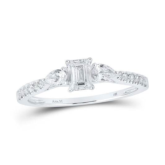 14K White Gold Emerald Diamond Solitaire Bridal Wedding Engagement Ring 5/8 Cttw, Womens Size: 5-10