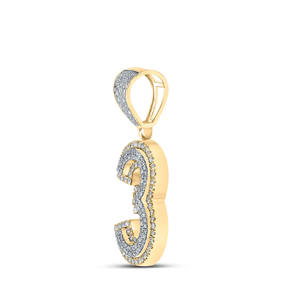 10K Two-tone Gold Mens Round Diamond Number Charm Pendant