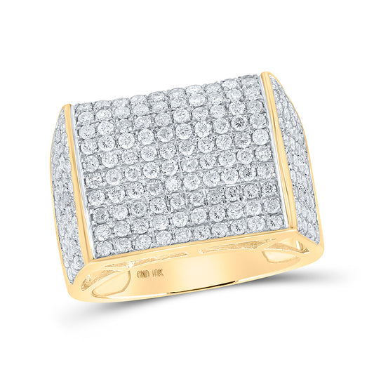 10K Yellow Gold Mens Round Diamond Cluster Ring 2-1/2 Cttw, Mens Size: 7-13