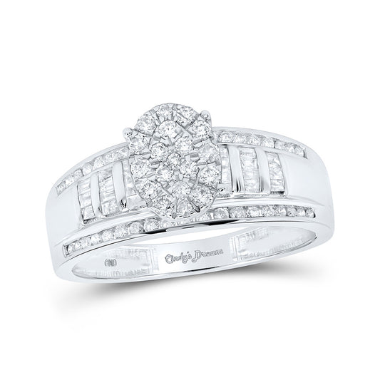 10K White Gold Round Diamond Oval Bridal Wedding Engagement Ring 1/2 Cttw, Womens Size: 5-10