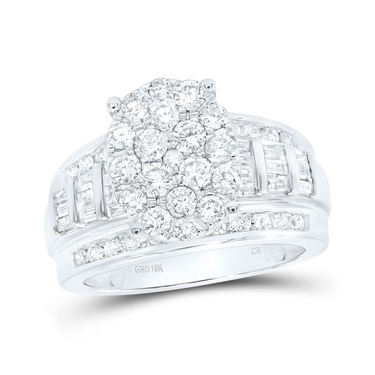10K White Gold Round Diamond Oval Bridal Wedding Engagement Ring 2 Cttw, Womens Size: 5-10