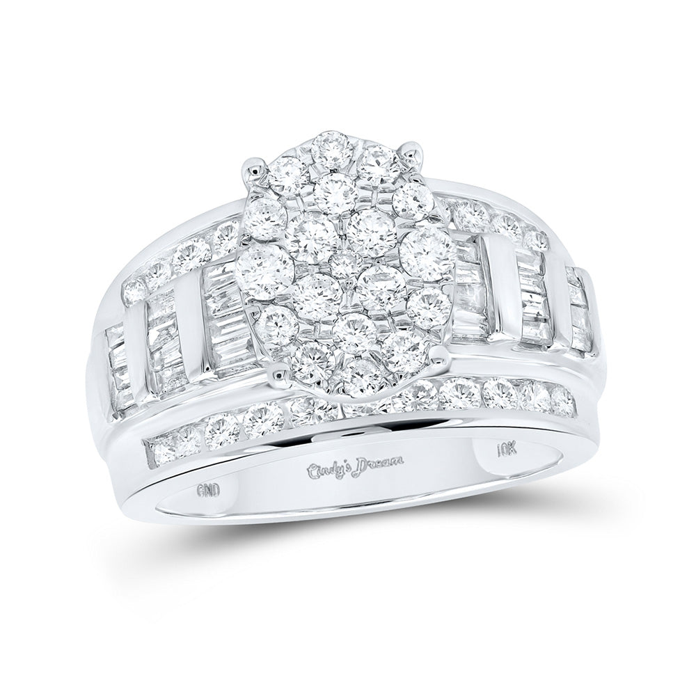 10K White Gold Round Diamond Oval Bridal Wedding Engagement Ring 1-1/2 Cttw, Womens Size: 5-10