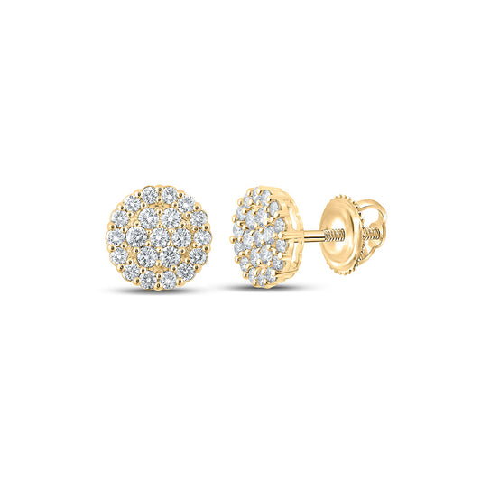 10K Yellow Gold Round Diamond Cluster Earrings 2-3/4 Cttw