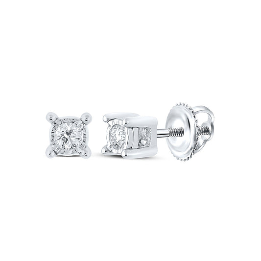 10K White Or Yellow Gold Round Diamond Stud Earrings