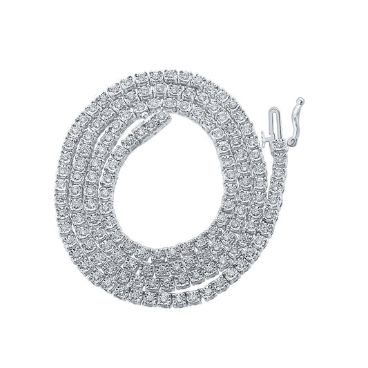 10K White Or Yellow Gold Mens Round Diamond 18-inch Link Chain Necklace