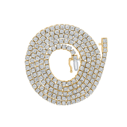 10K Yellow Gold Mens Round Diamond 22-inch Link Chain Necklace 3-3/8 Cttw, Length: 22.01 In