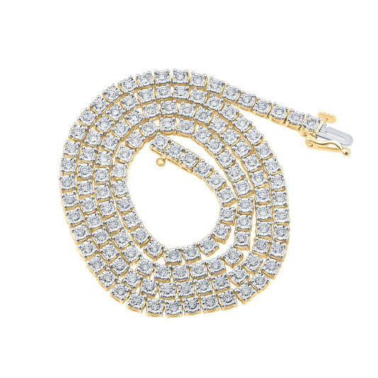 10K Yellow Gold Mens Round Diamond 18-inch Link Chain Necklace 3-1/2 Cttw, Length: 17.99 In
