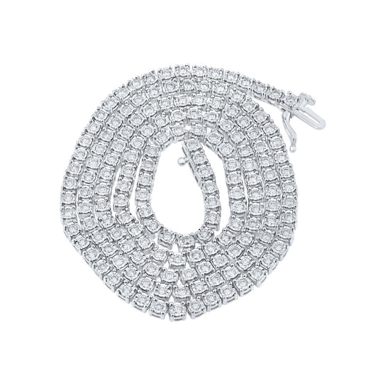 10K White Or Yellow Gold Mens Round Diamond 22-inch Link Chain Necklace