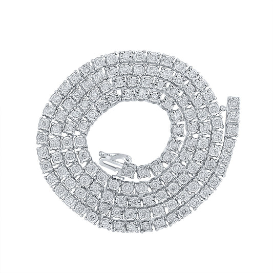 10K White Or Yellow Gold Mens Round Diamond 20-inch Link Chain Necklace