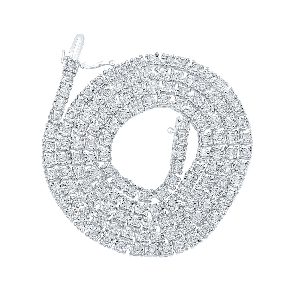10K White Gold Mens Round Diamond 22-inch Link Chain Necklace 4-3/4 Cttw, Length: 22.01 In