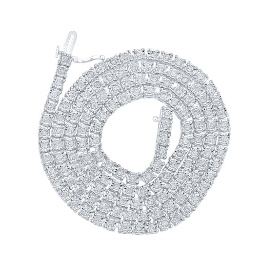 10K White Gold Mens Round Diamond 22-inch Link Chain Necklace 4-3/4 Cttw, Length: 22.01 In
