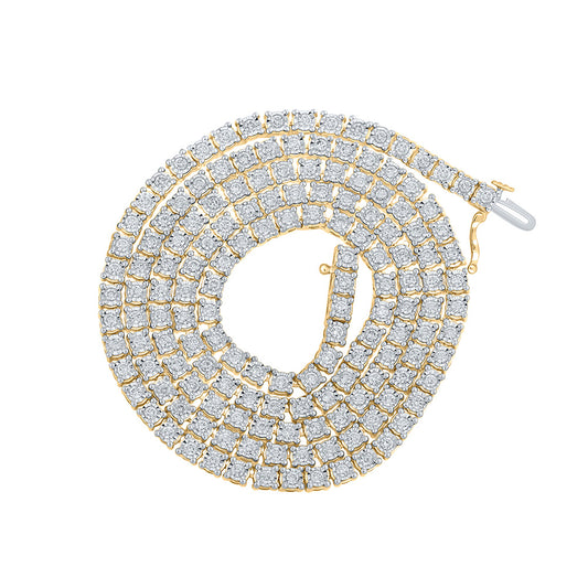 10K Yellow Gold Mens Round Diamond 24-inch Link Chain Necklace 5-1/4 Cttw, Length: 24.02 In