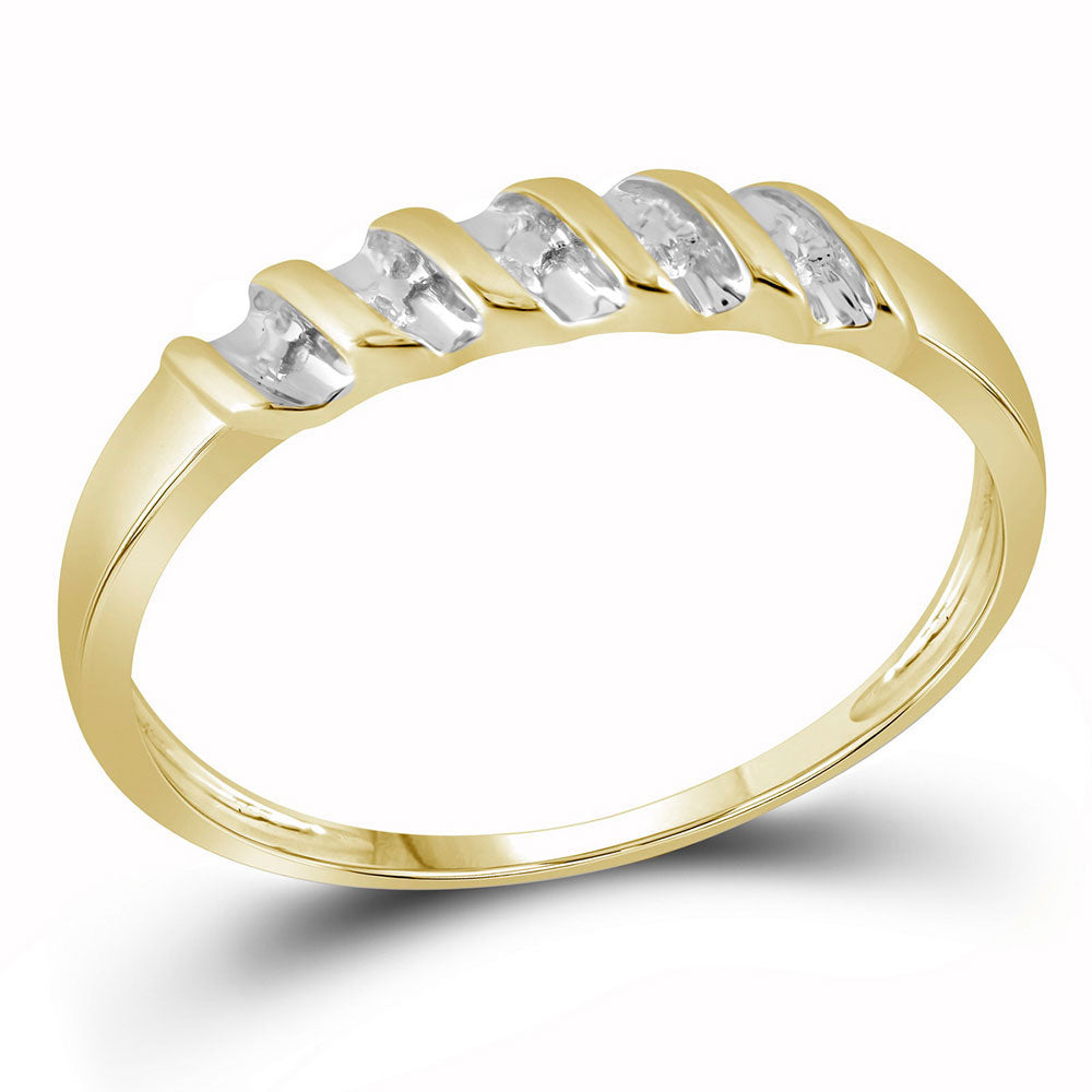 10K Yellow Gold His Hers Round Diamond Cluster Matching Wedding Set 1/10 Cttw, Womens Size: 5-10, Mens Size: 7-13