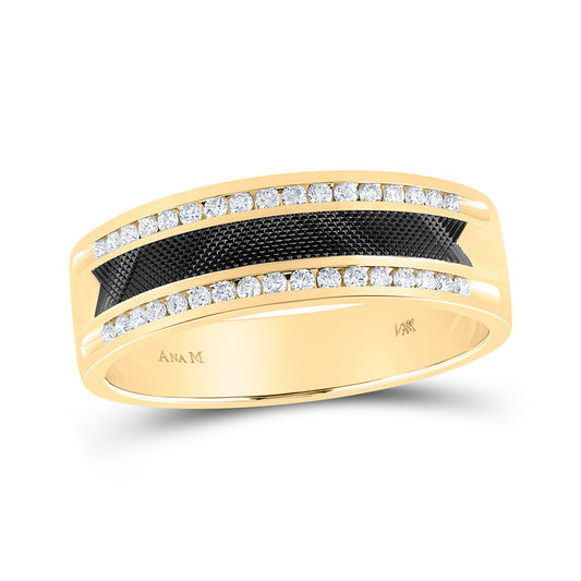 14K Yellow Gold Mens Round Diamond Wedding Band Ring 1/4 Cttw, Mens Size: 7-13