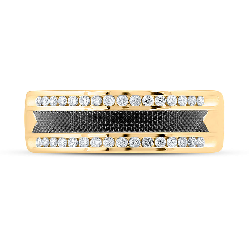 14K Yellow Gold Mens Round Diamond Wedding Band Ring 1/3 Cttw, Mens Size: 7-13