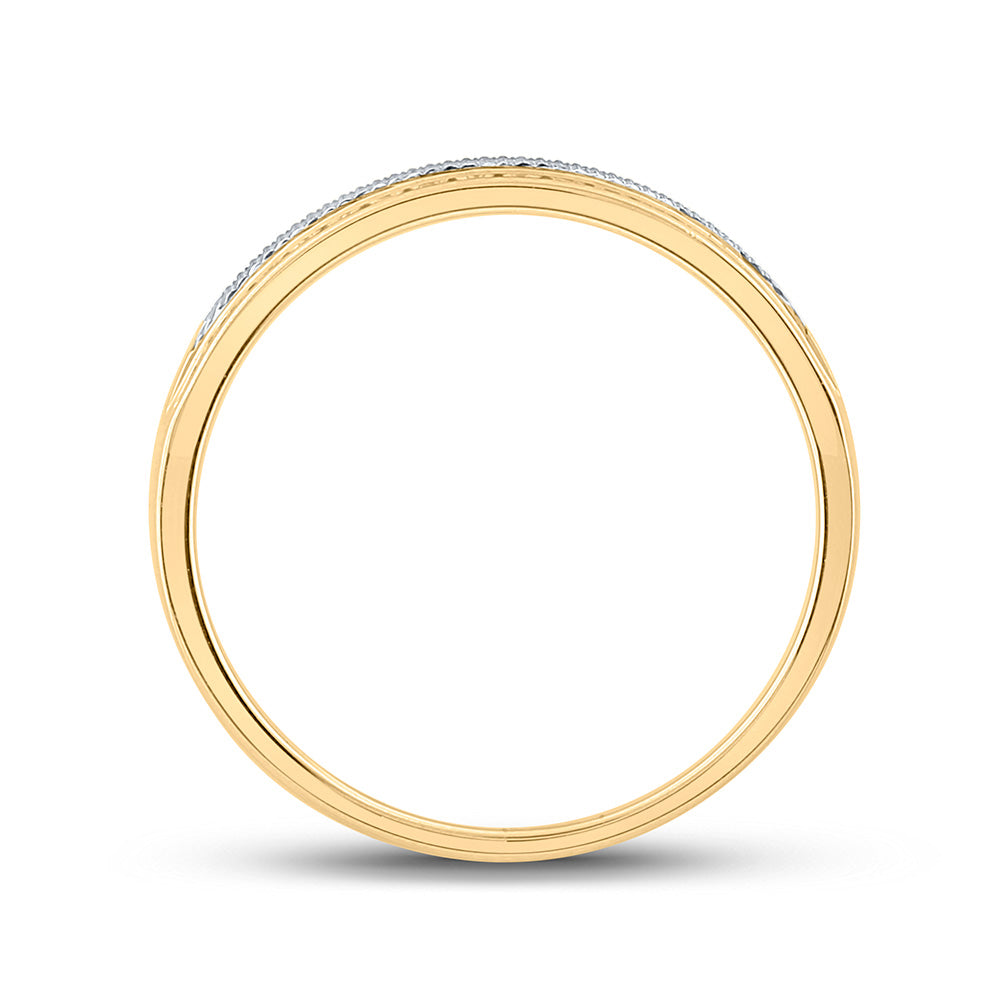 14K Yellow Gold Mens Round Diamond Wedding Band Ring 1/3 Cttw, Mens Size: 7-13