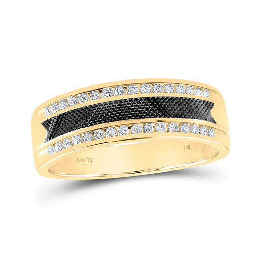 14K Yellow Gold Mens Round Diamond Wedding Band Ring 1/3 Cttw, Mens Size: 7-13
