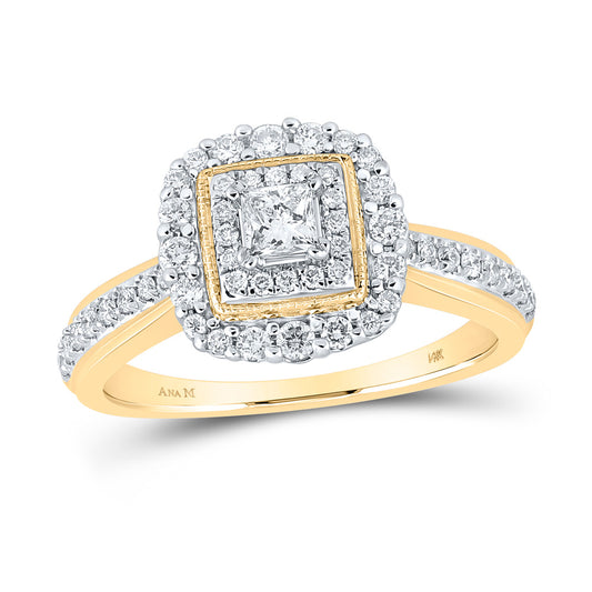 14K Yellow Gold Princess Diamond Halo Bridal Wedding Engagement Ring 5/8 Cttw, Womens Size: 5-10