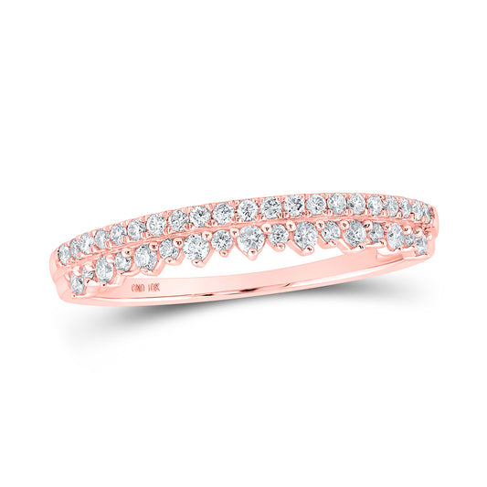 10K Rose Gold Womens Round Diamond Stackable Band Ring 1/4 Cttw, Womens Size: 5-10